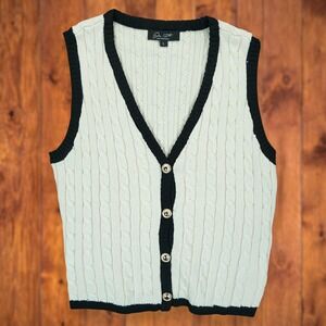 NWT On 12th‎ Ivory Cable Knit Sweater Vest Size Large Sleeveless ~ Young